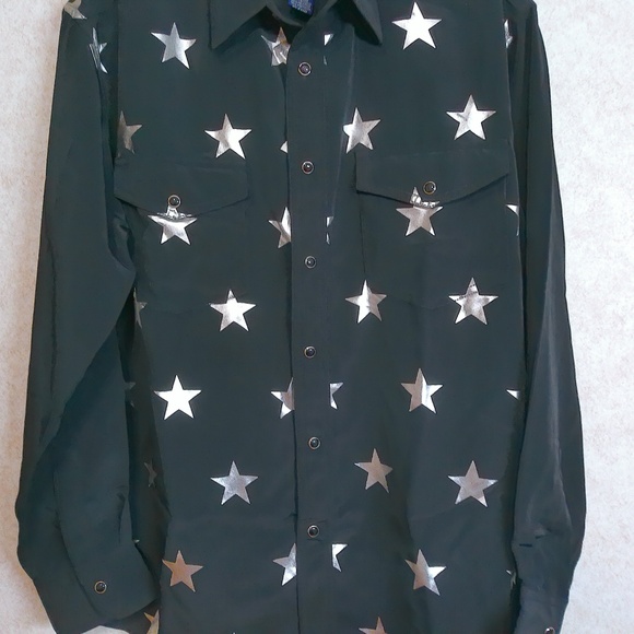 NWT Wrangler Western Shirts Snap Down Long Sleeve Black/Silver Men’s Size Small - Picture 3 of 11